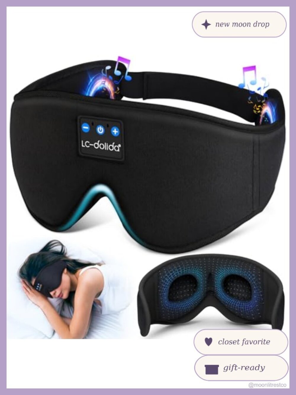 3D Bluetooth Sleep Headphones Mask Wireless Music Eye Mask for Side Sleepers